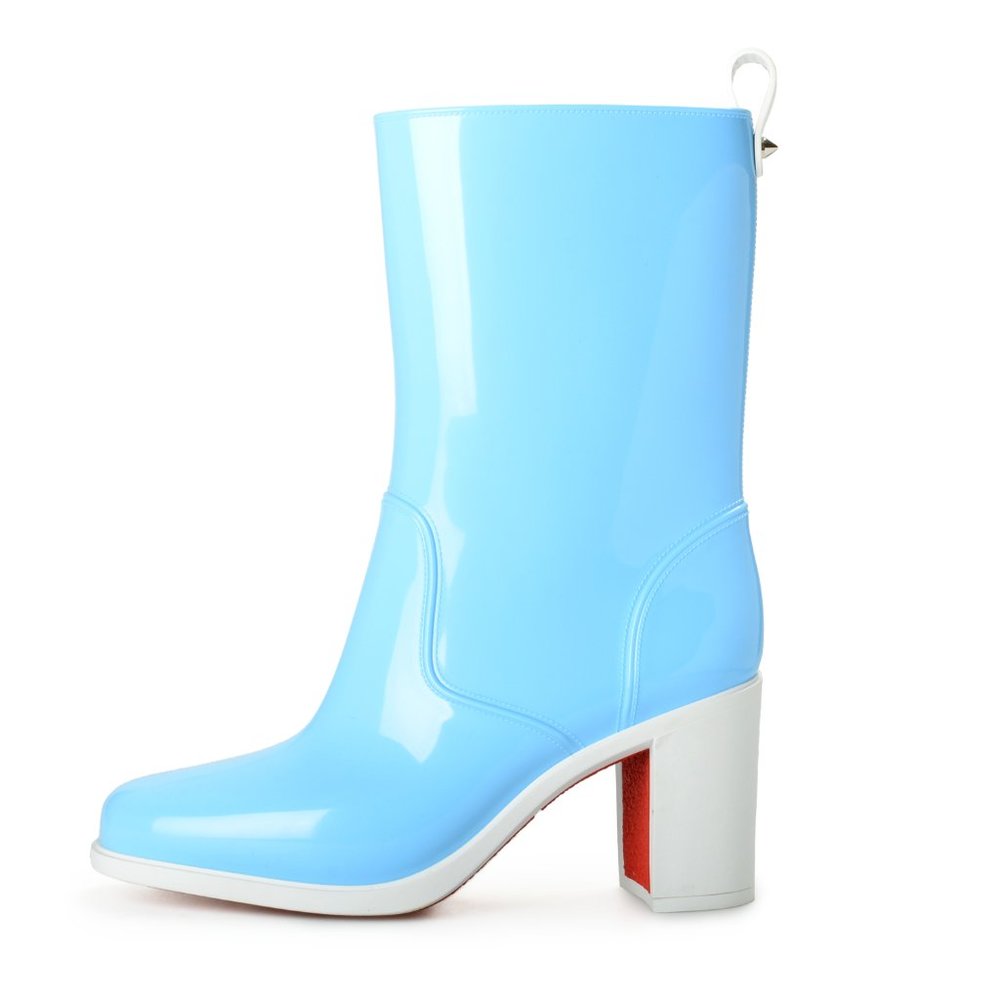 Christian Louboutin Women's "Version Splash" Heeled Rain Boots Shoes - Picture 2 of 8